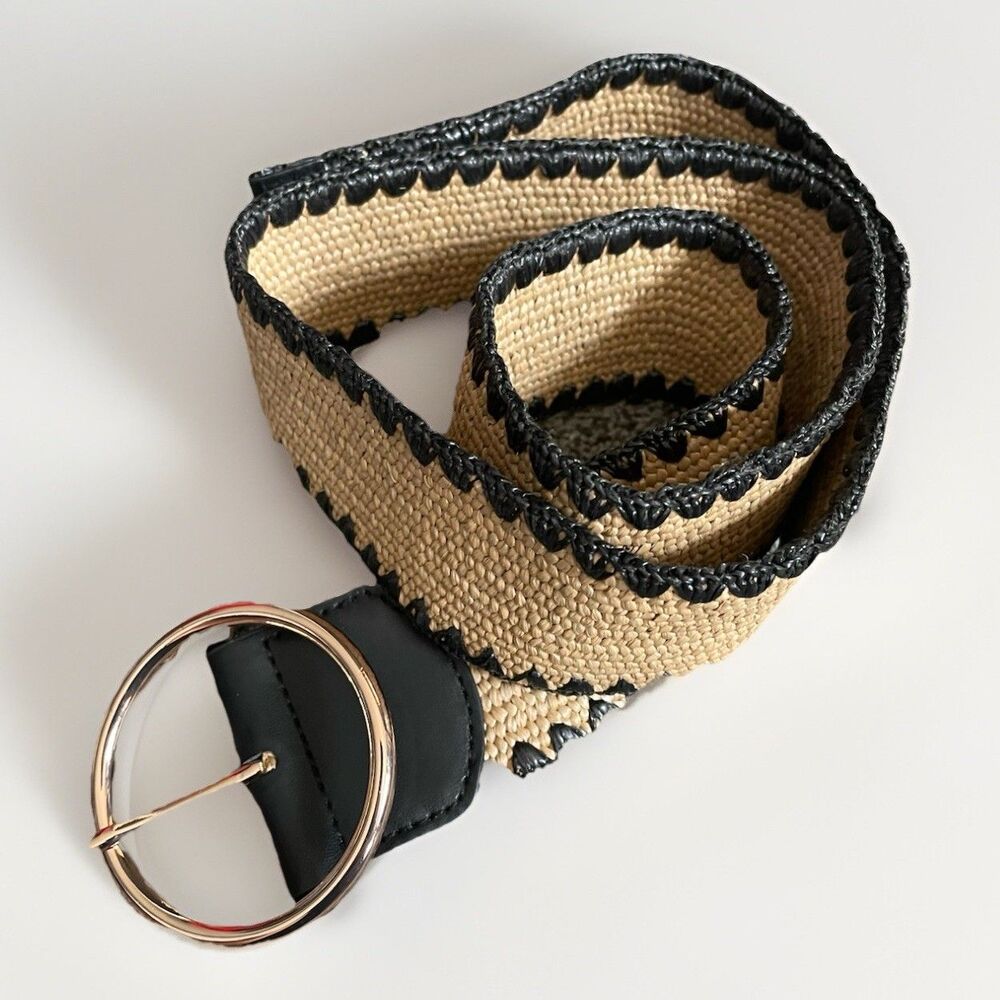 Loft straw black trim belt size small